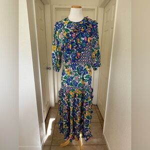 Mayeelok Vintage Floral Maxi Dress